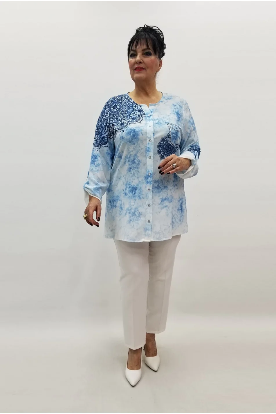 Miraggio Büyük Beden Gömlek 99543 MAVİ