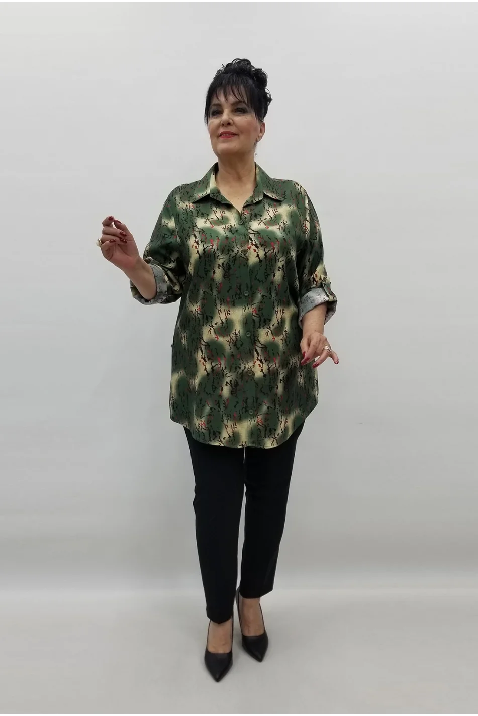 Miraggio Büyük Beden Gömlek 99560 YEŞİL