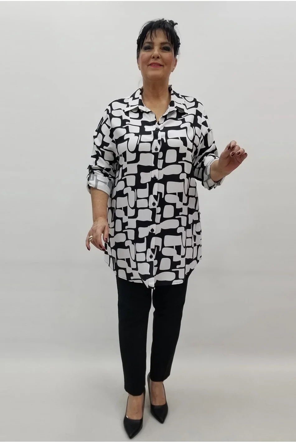 Miraggio Büyük Beden Gömlek 99561 SİYAH/BEYAZ