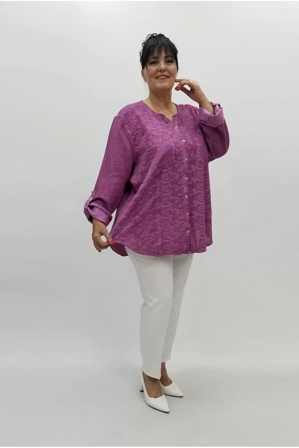 Miraggio Büyük Beden Gömlek 99565 GÜL KURUSU