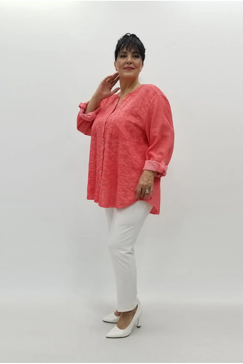 Miraggio Büyük Beden Gömlek 99565 NAR ÇİÇEĞİ