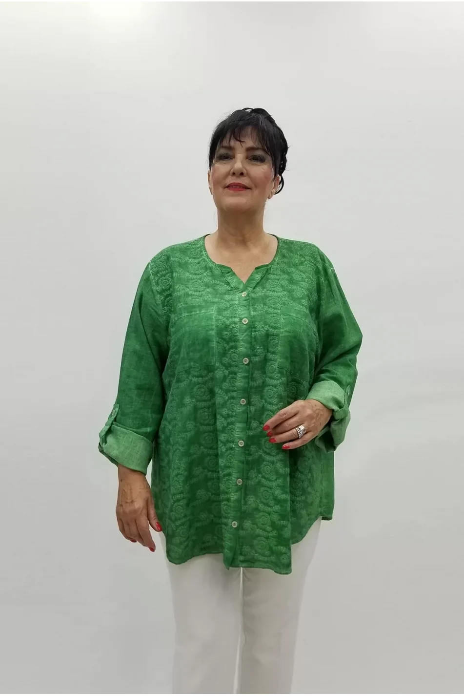 Miraggio Büyük Beden Gömlek 99565 YEŞİL