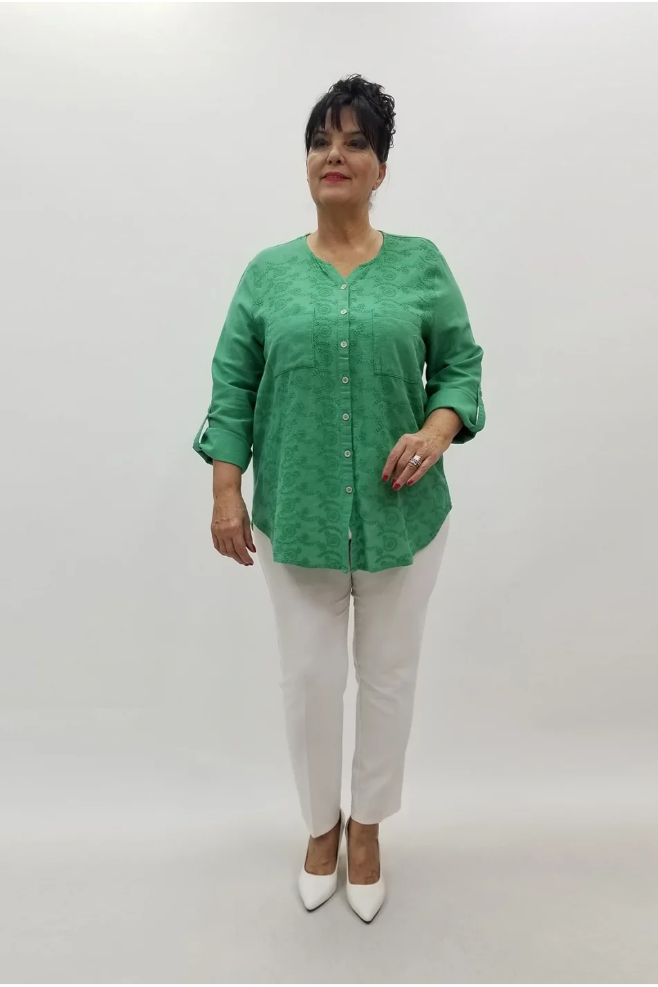 Miraggio Büyük Beden Gömlek 99565A YEŞİL