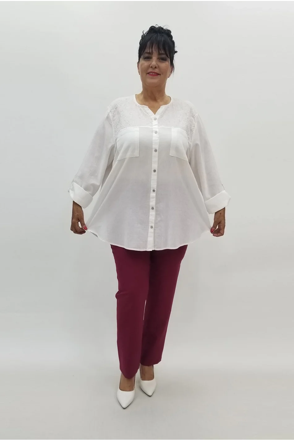 Miraggio Büyük Beden Gömlek 99566 BEYAZ