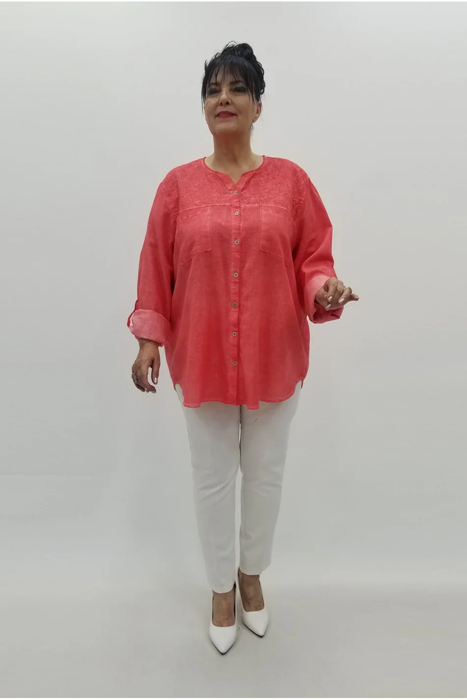 Miraggio Büyük Beden Gömlek 99566 NAR ÇİÇEĞİ