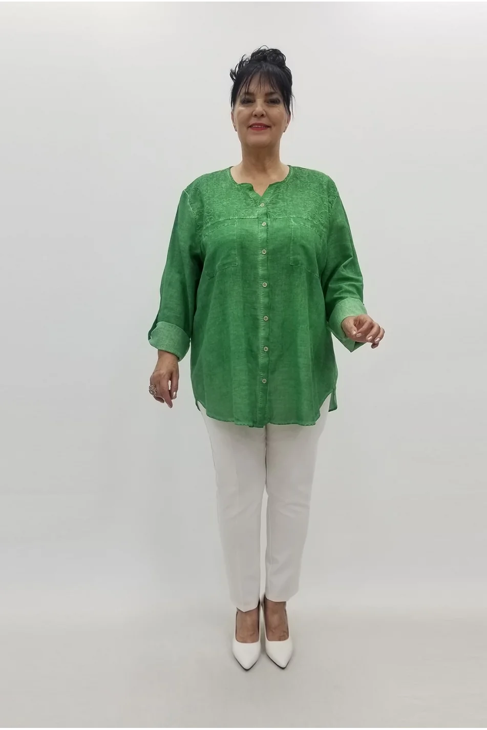 Miraggio Büyük Beden Gömlek 99566 YEŞİL