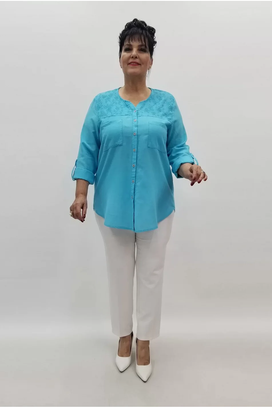 Miraggio Büyük Beden Gömlek 99566A MAVİ
