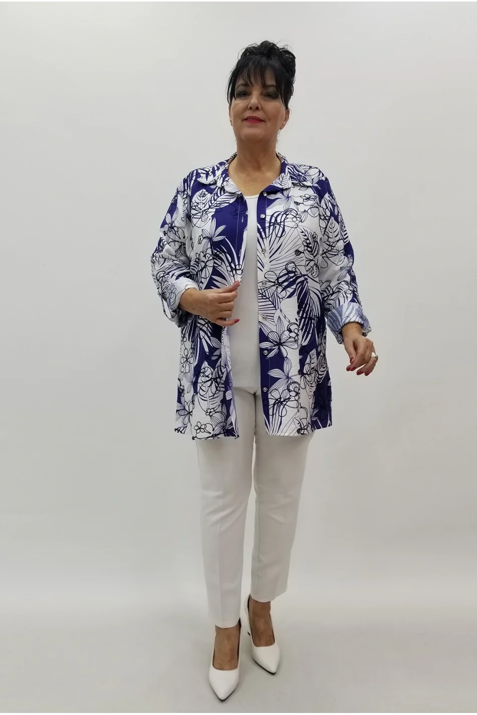 Miraggio Büyük Beden Gömlek 99594 LACİ/BEYAZ