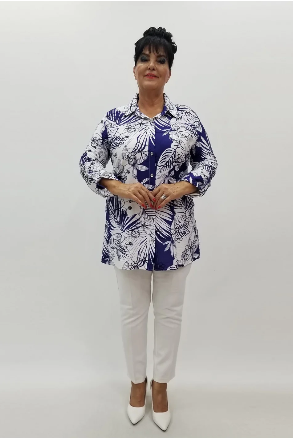 Miraggio Büyük Beden Gömlek 99594 LACİ/BEYAZ