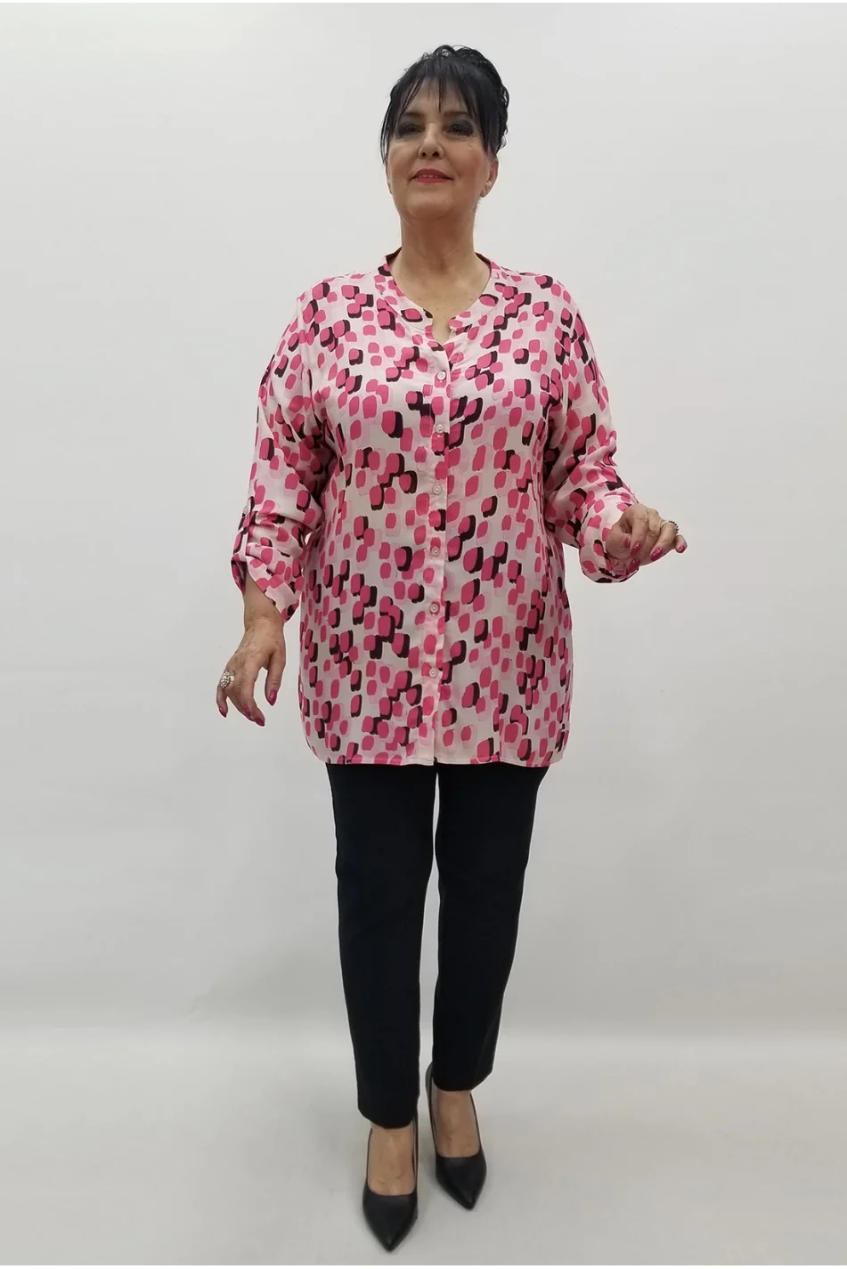 Miraggio Büyük Beden Gömlek 99609 PEMBE