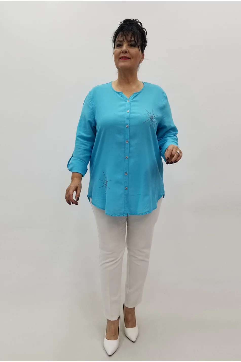 Miraggio Büyük Beden Gömlek 99633 TURKUAZ