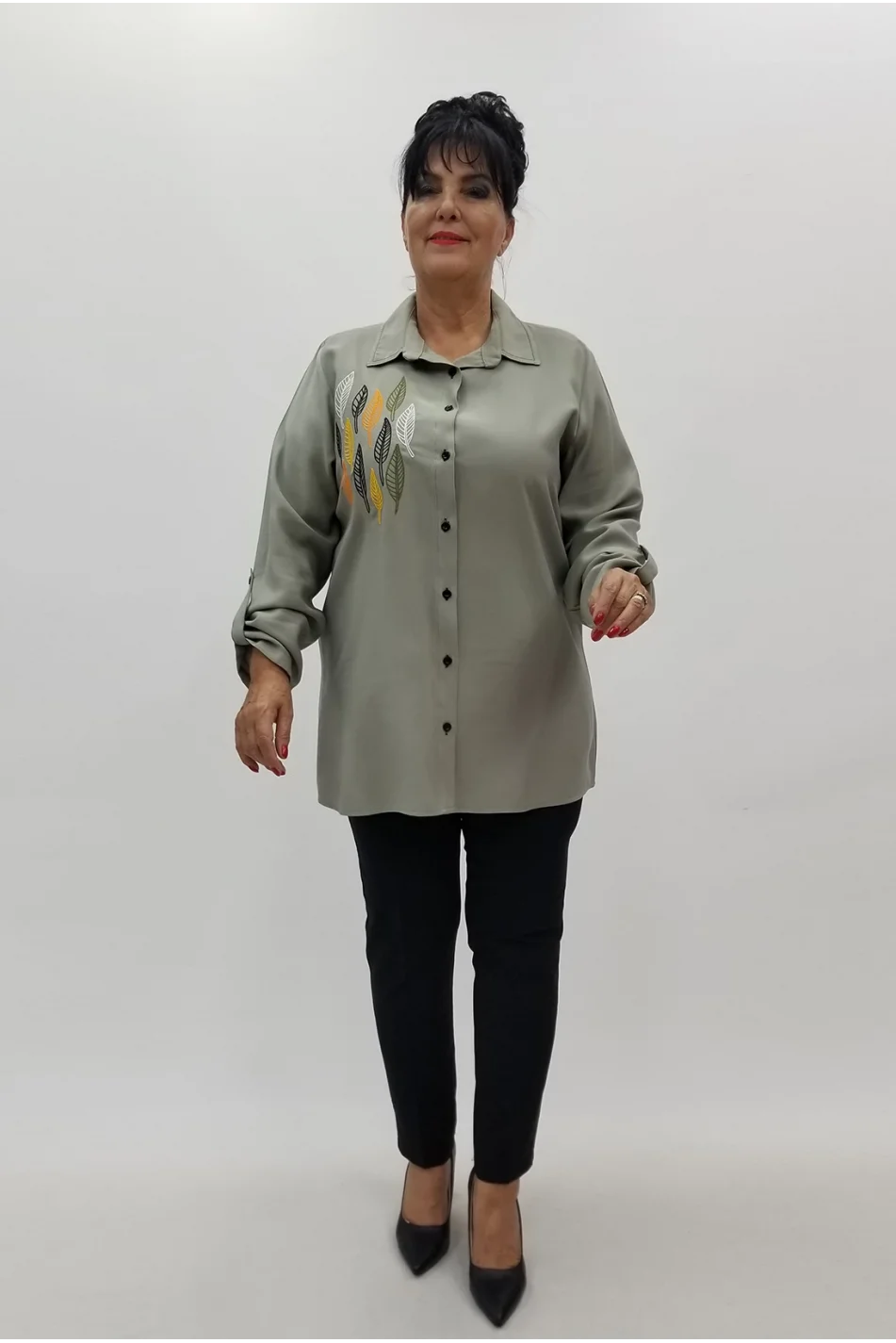 Miraggio Büyük Beden Gömlek 99670 YEŞİL