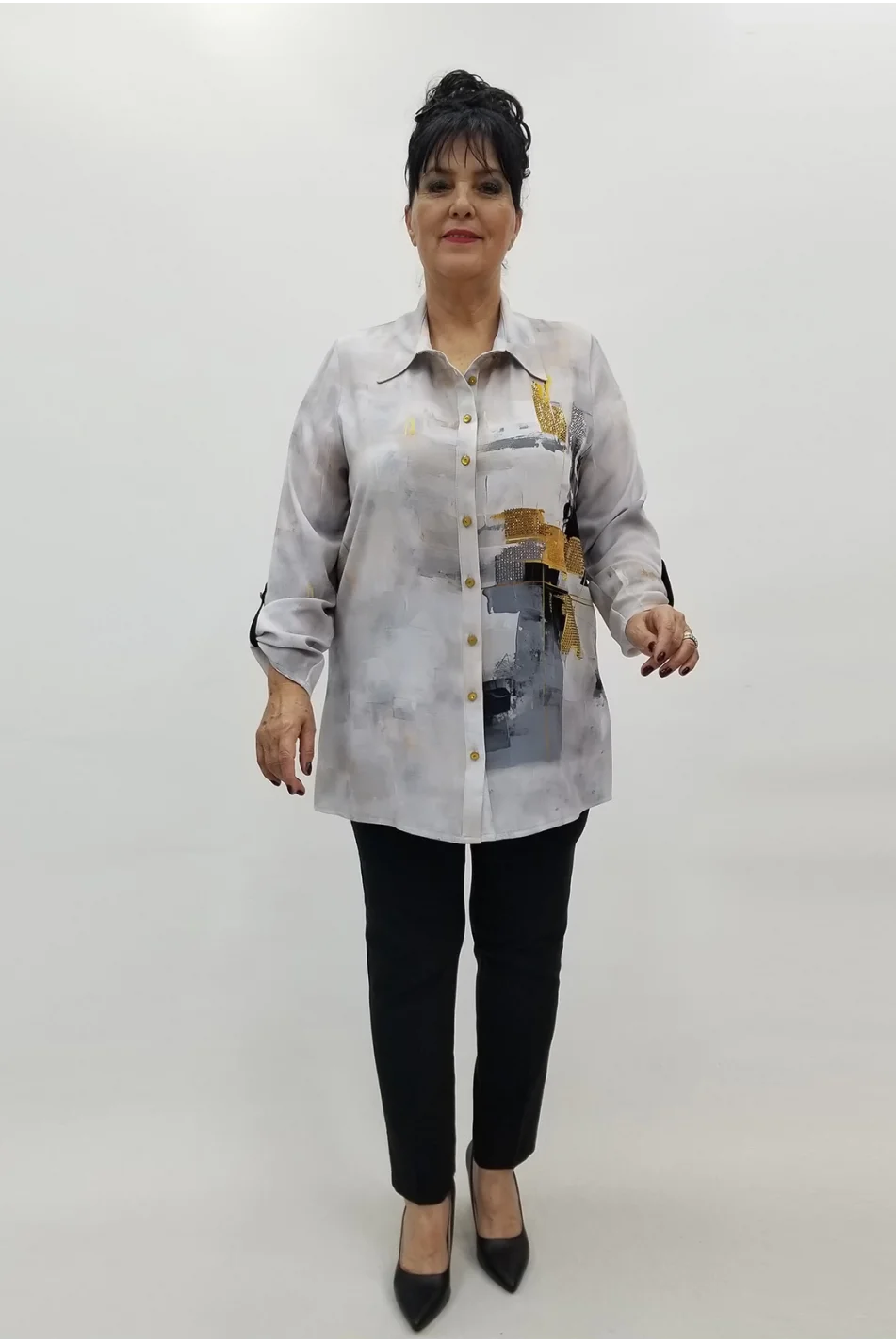 Miraggio Büyük Beden Gömlek 99678 GRİ