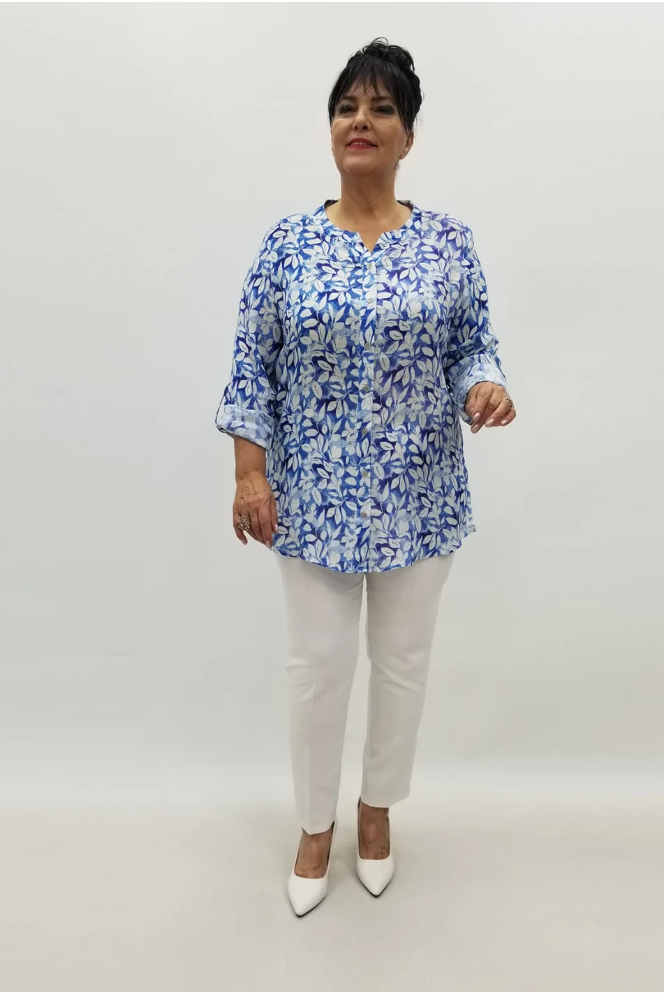 Miraggio Büyük Beden Gömlek 99748 BEYAZ/SAKS