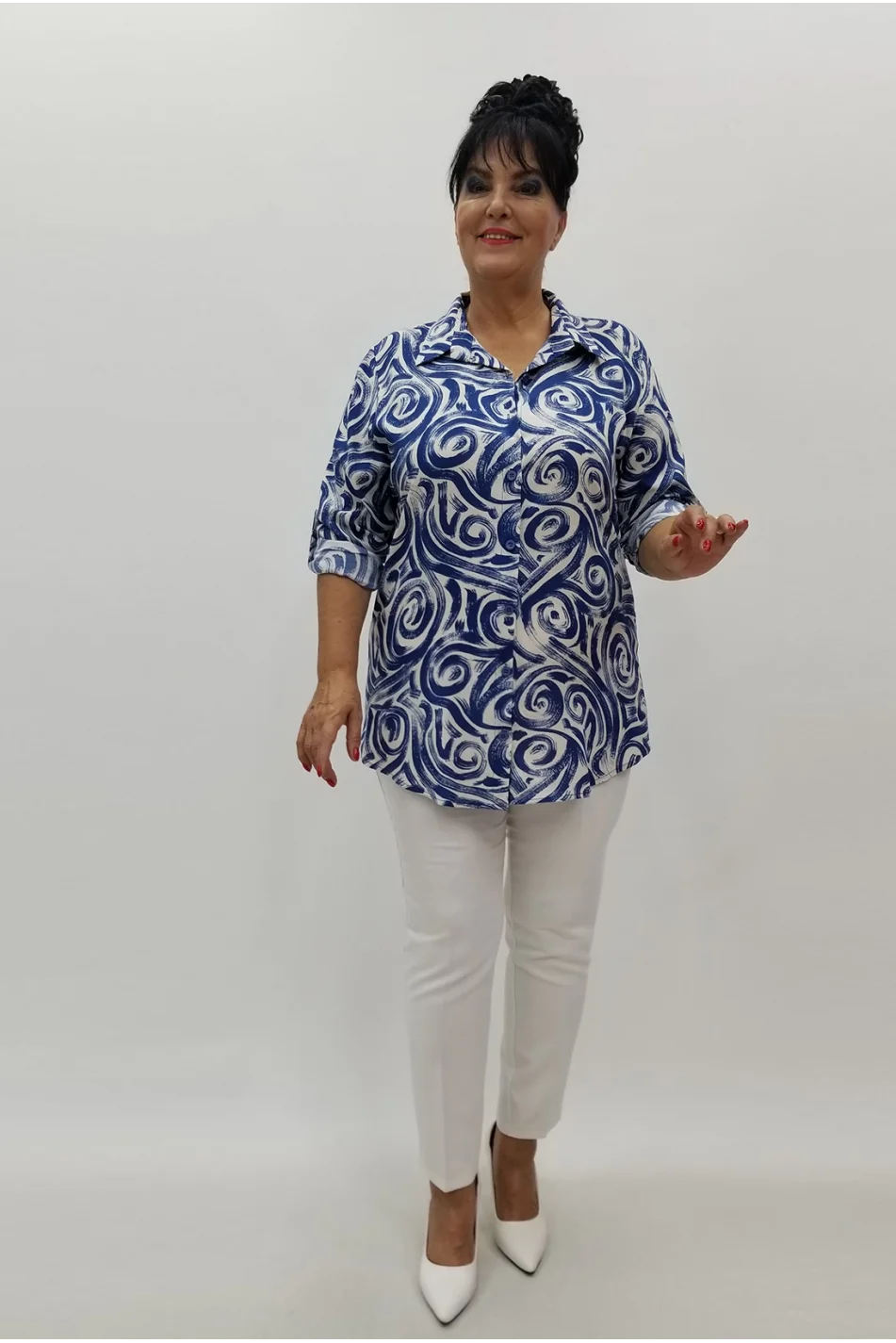 Miraggio Büyük Beden Gömlek 99970 MAVİ