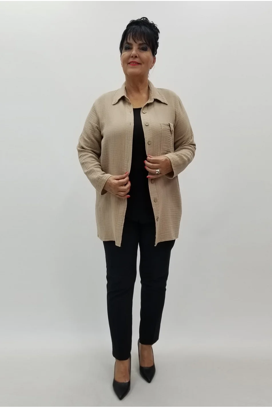 Miraggio Büyük Beden Gömlek 99979 BEJ