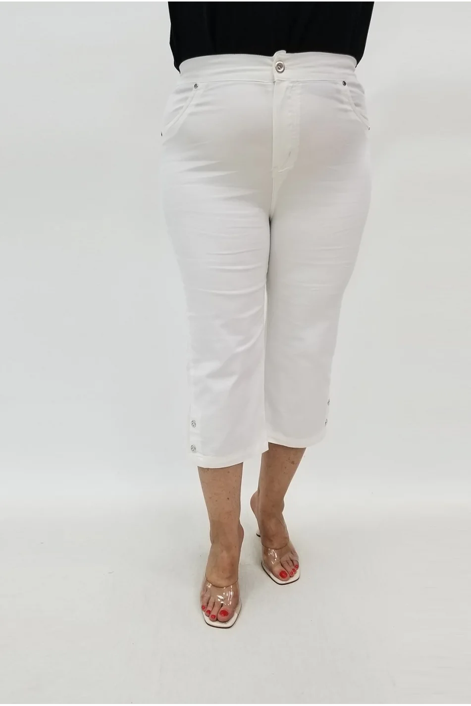 Miraggio Büyük Beden Kapri 99687 BEYAZ