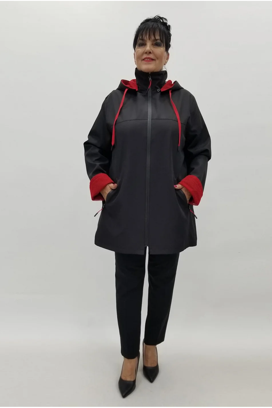 Miraggio Büyük Beden Mont 4009 SİYAH-KIRMIZI