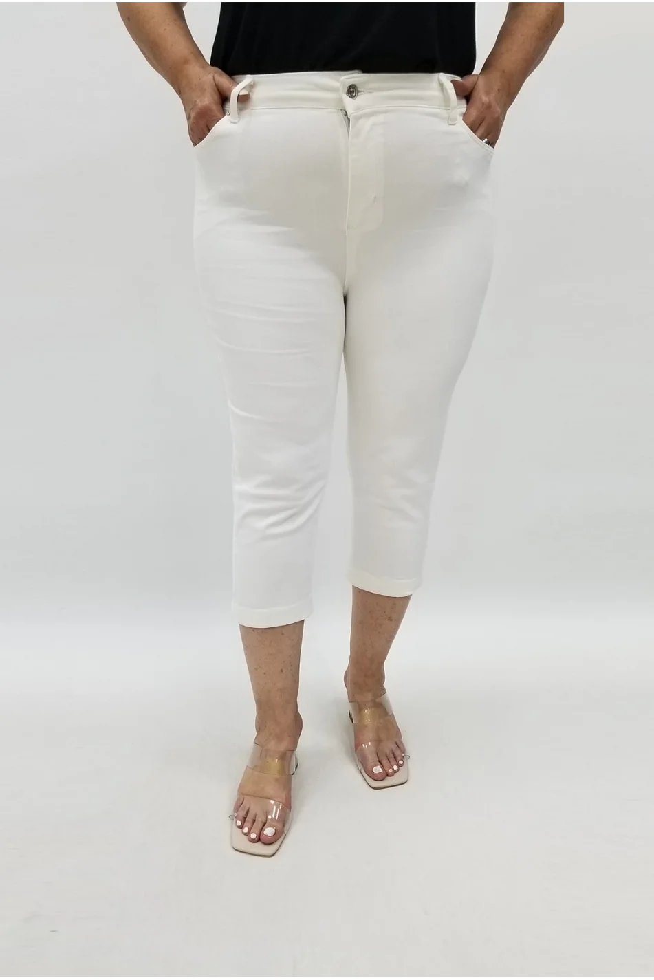 Miraggio Büyük Beden Kapri 98661 BEYAZ