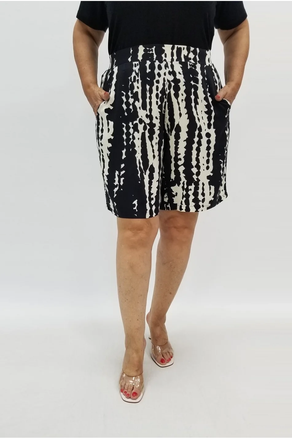 Miraggio Büyük Beden Şort 99851 KREM/SİYAH