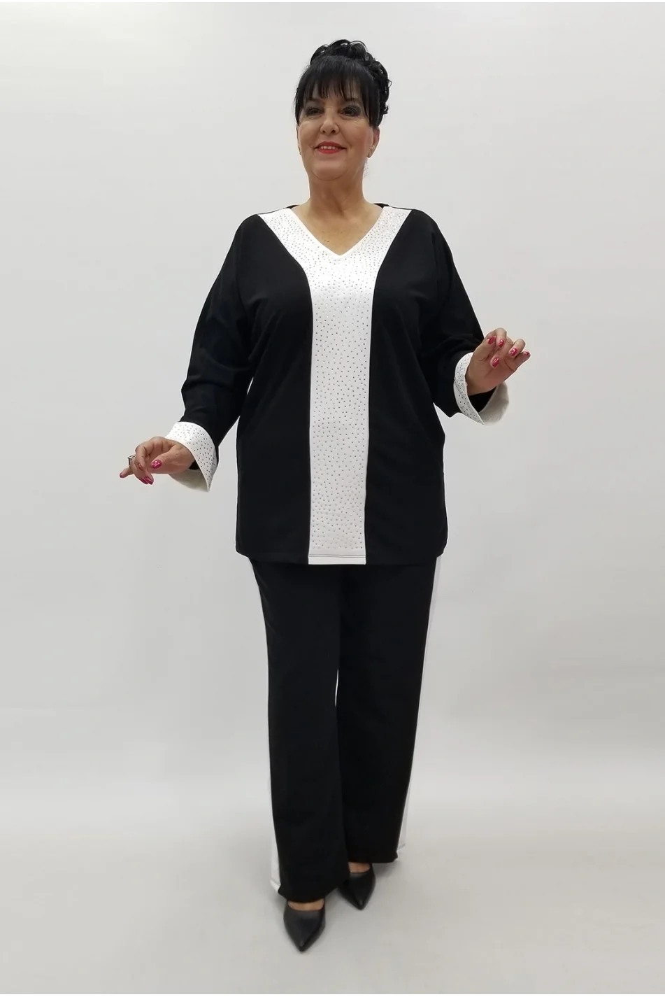 Miraggio Büyük Beden Takım 4011 SİYAH/BEYAZ