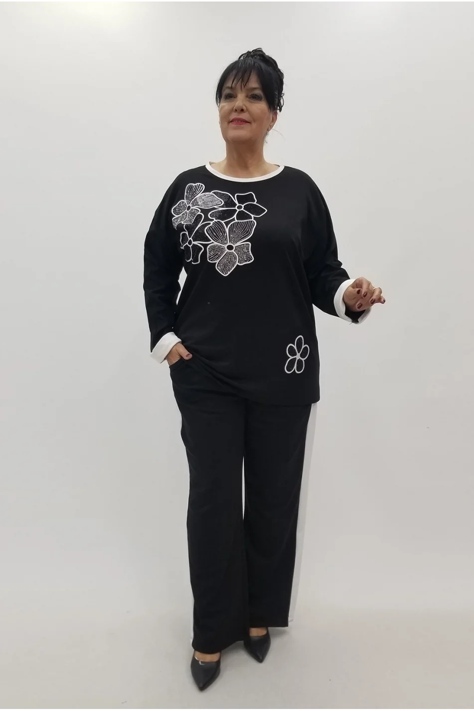 Miraggio Büyük Beden Takım 4063 SİYAH/BEYAZ