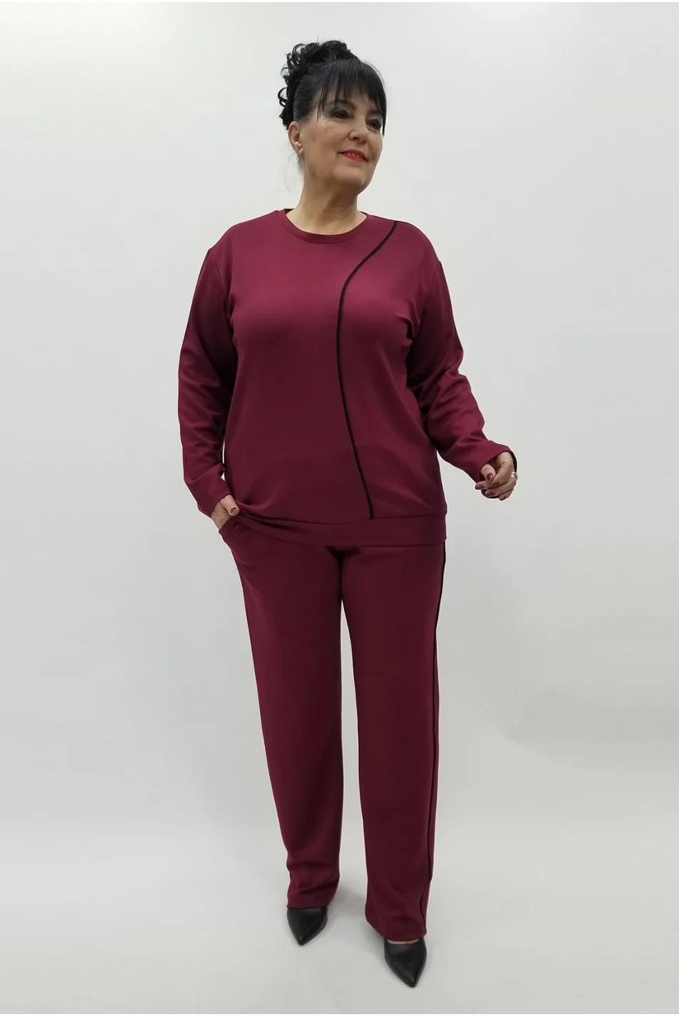 Miraggio Büyük Beden Takım 4242 BORDO/SİYAH