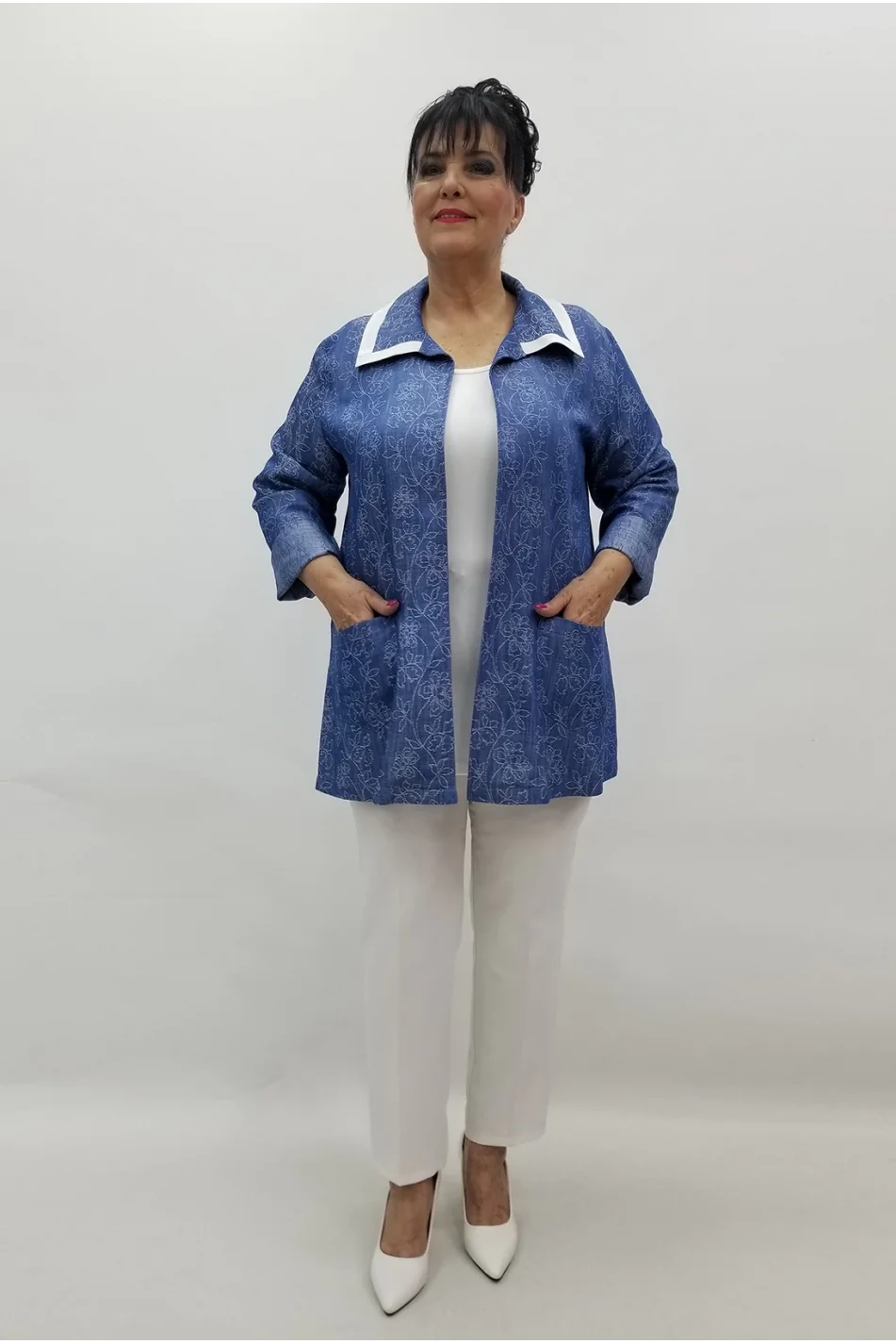 Miraggio Büyük Beden Takım 99596 MAVİ BEYAZ