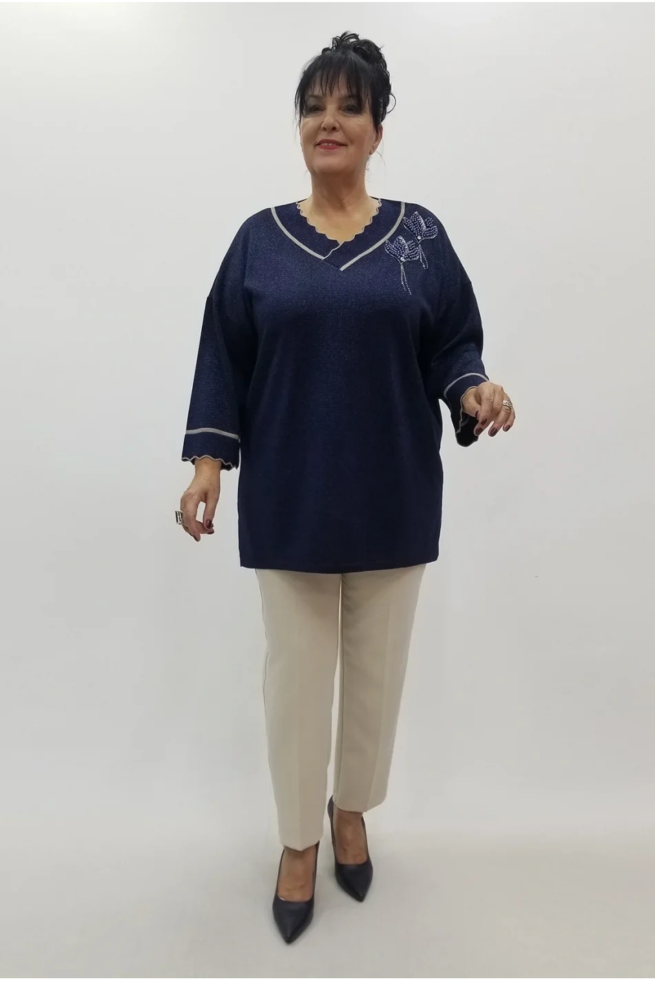 Miraggio Büyük Beden Triko 4105 LACİVERT