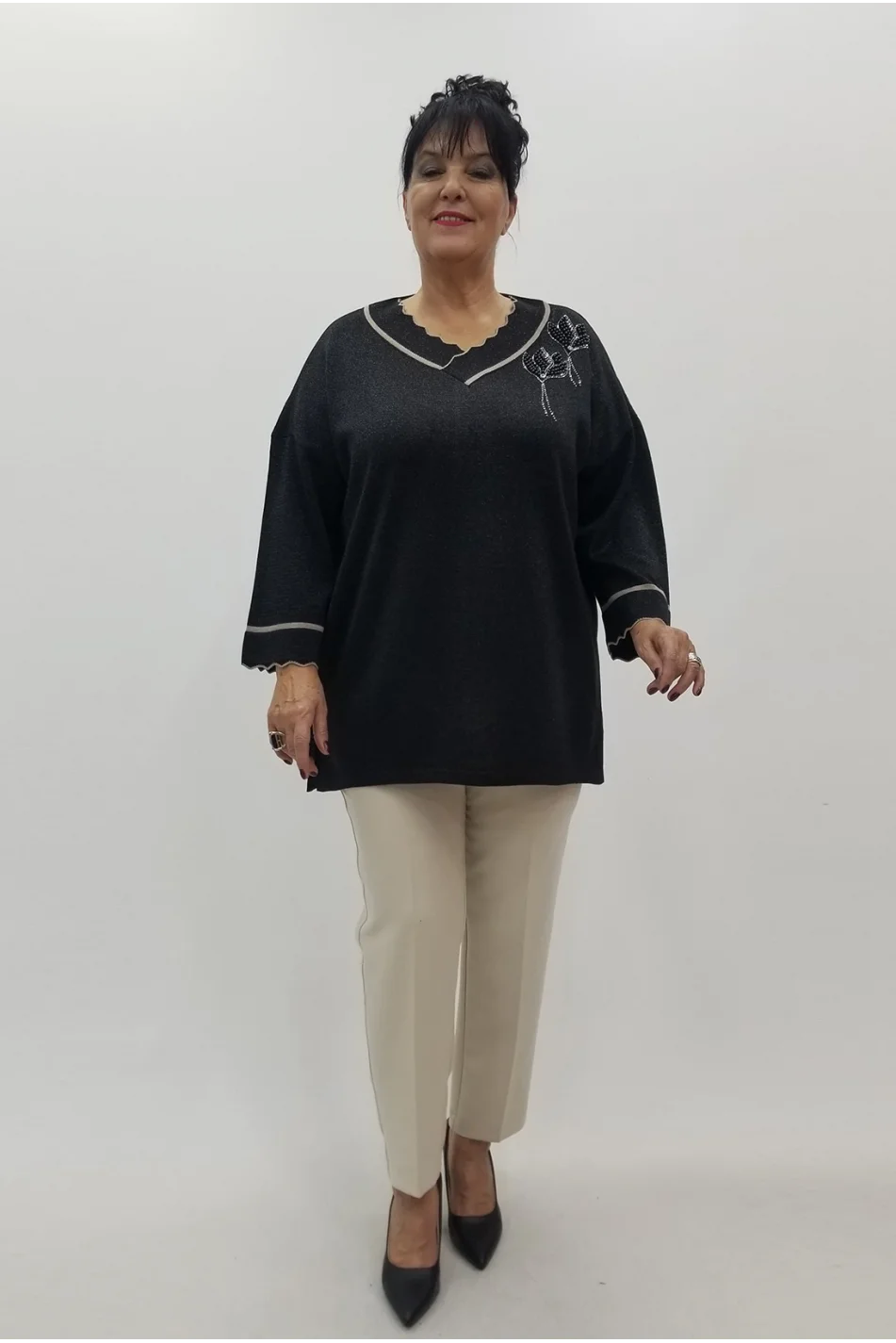 Miraggio Büyük Beden Triko 4105 SİYAH