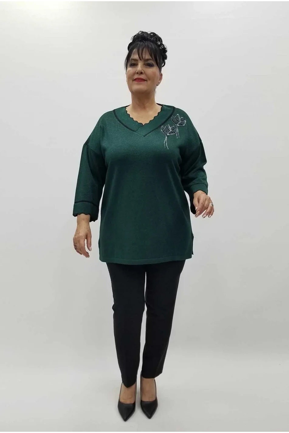 Miraggio Büyük Beden Triko 4105 ZÜMRÜT YEŞİLİ