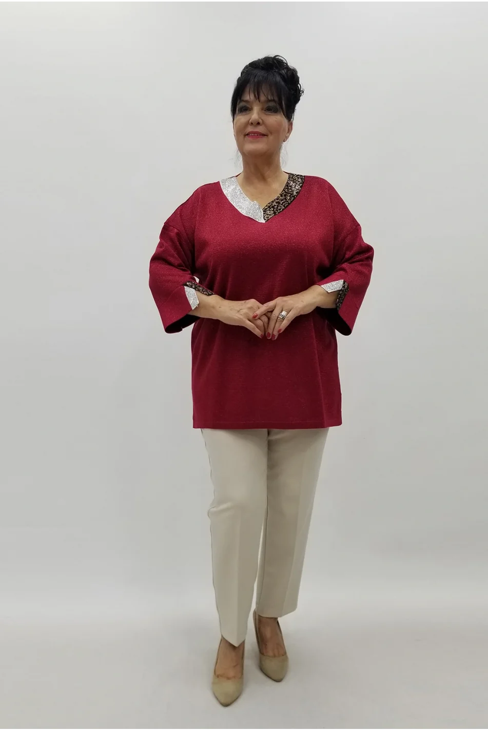 Miraggio Büyük Beden Triko 4106 BORDO