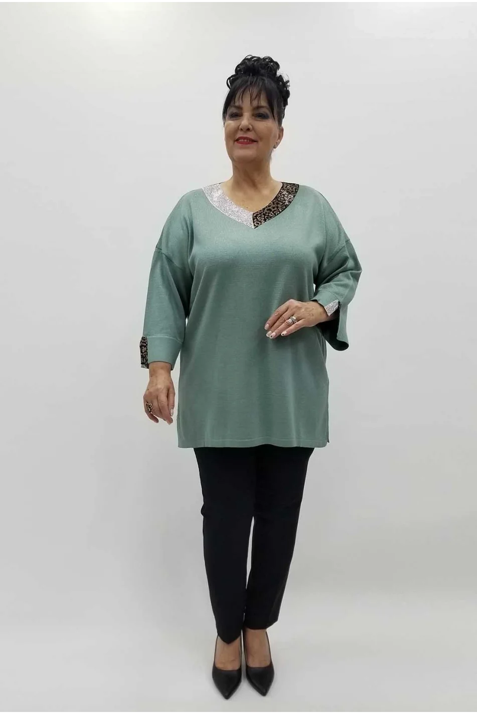 Miraggio Büyük Beden Triko 4106 SU YEŞİLİ