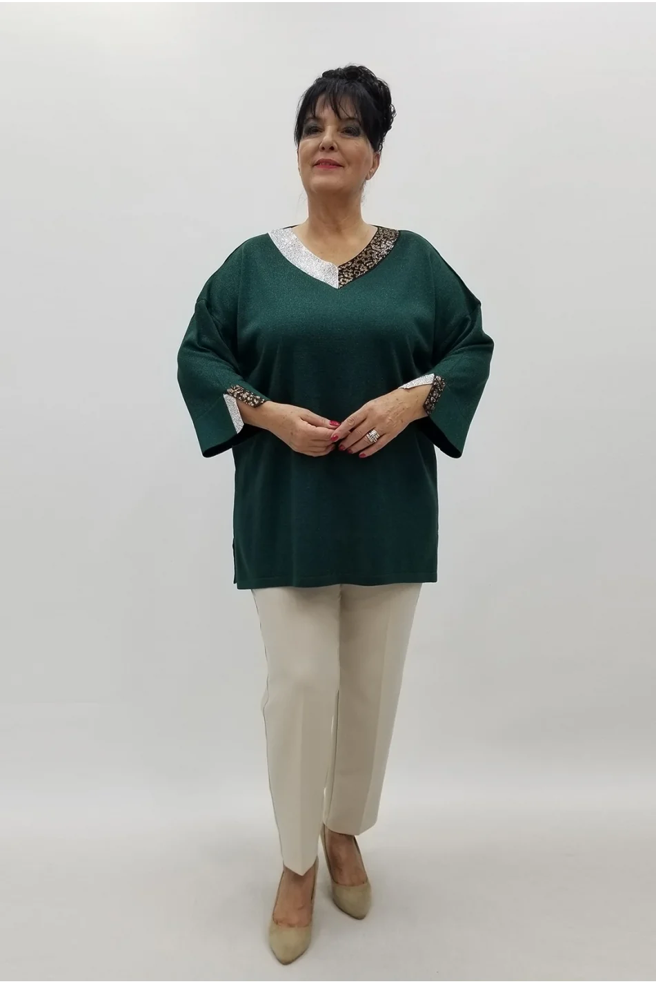 Miraggio Büyük Beden Triko 4106 ZÜMRÜT YEŞİLİ