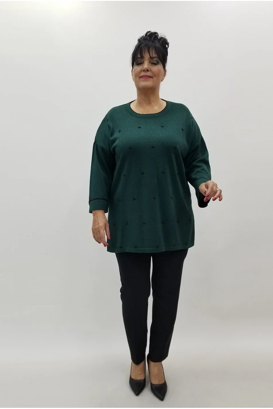 Miraggio Büyük Beden Triko 4107 ZÜMRÜT YEŞİLİ