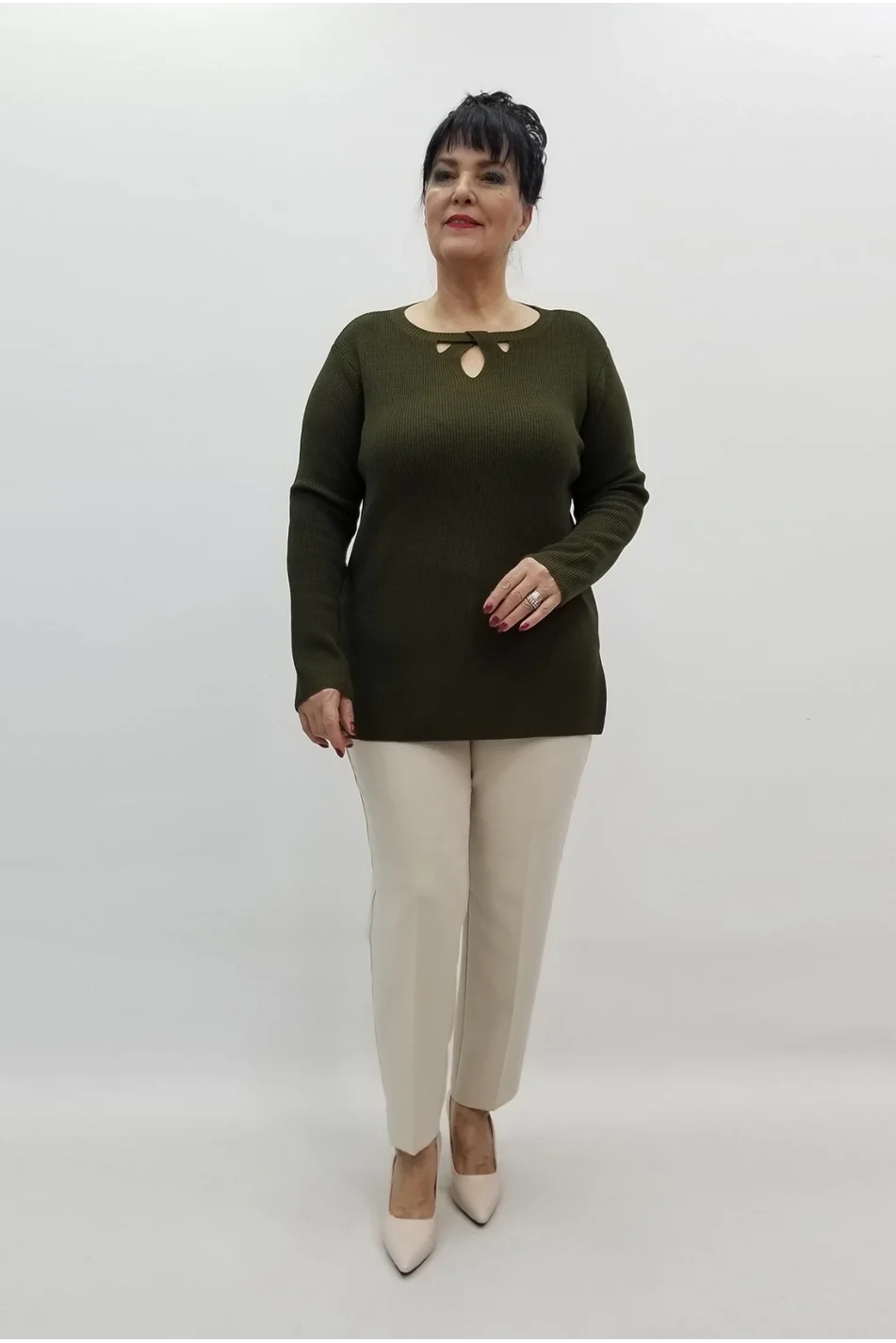 Miraggio Büyük Beden Triko 95914 HAKİ