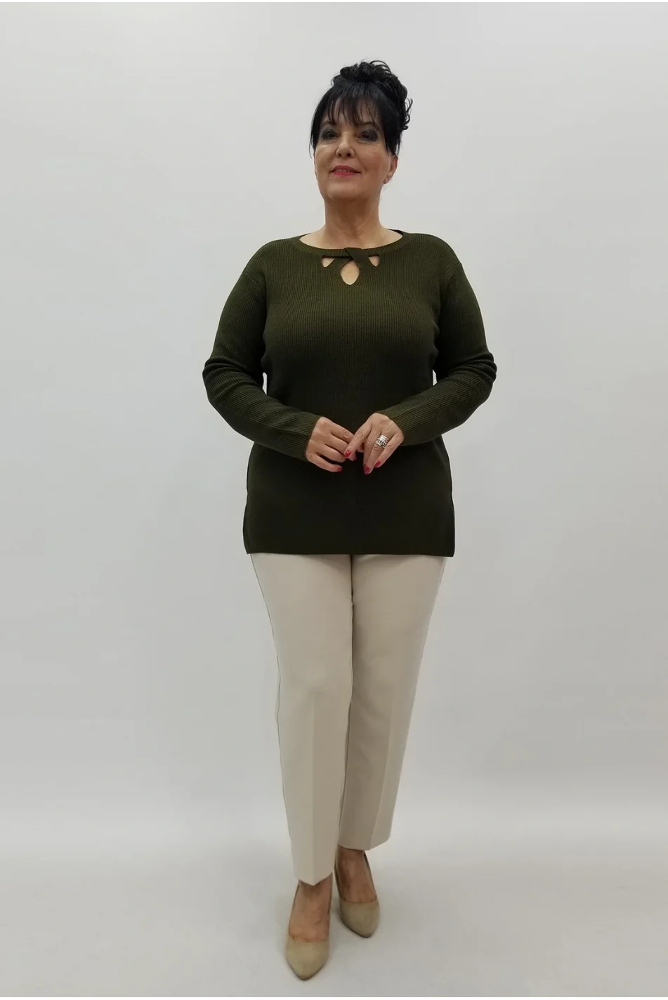 Miraggio Büyük Beden Triko 95914 HAKİ