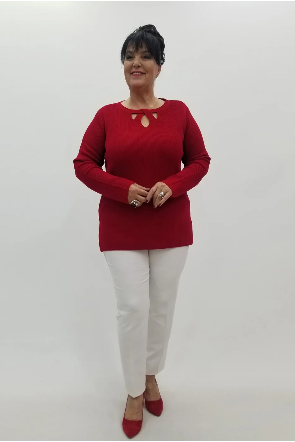 Miraggio Büyük Beden Triko 95914 KIRMIZI