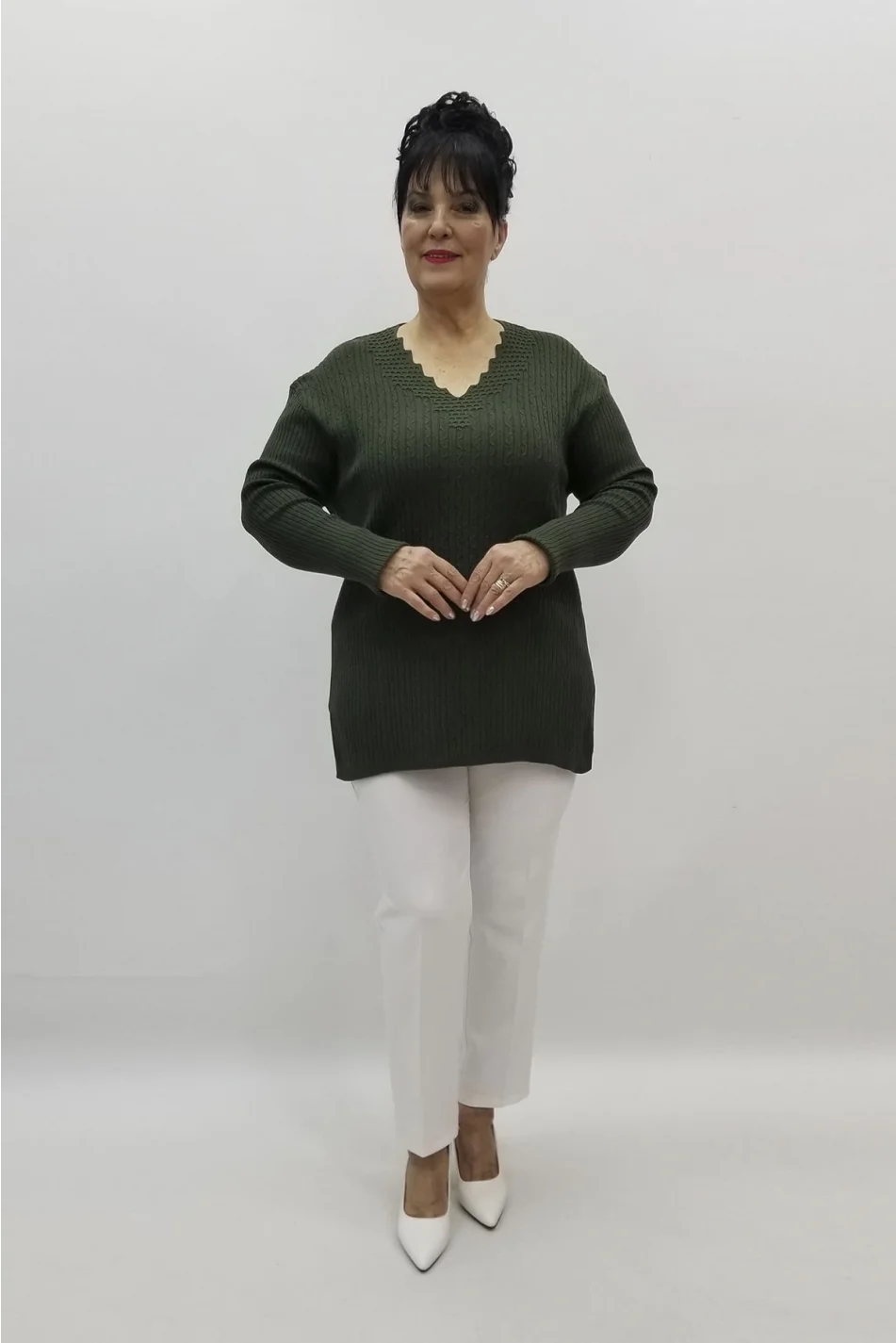 Miraggio Büyük Beden Triko 98326 HAKİ