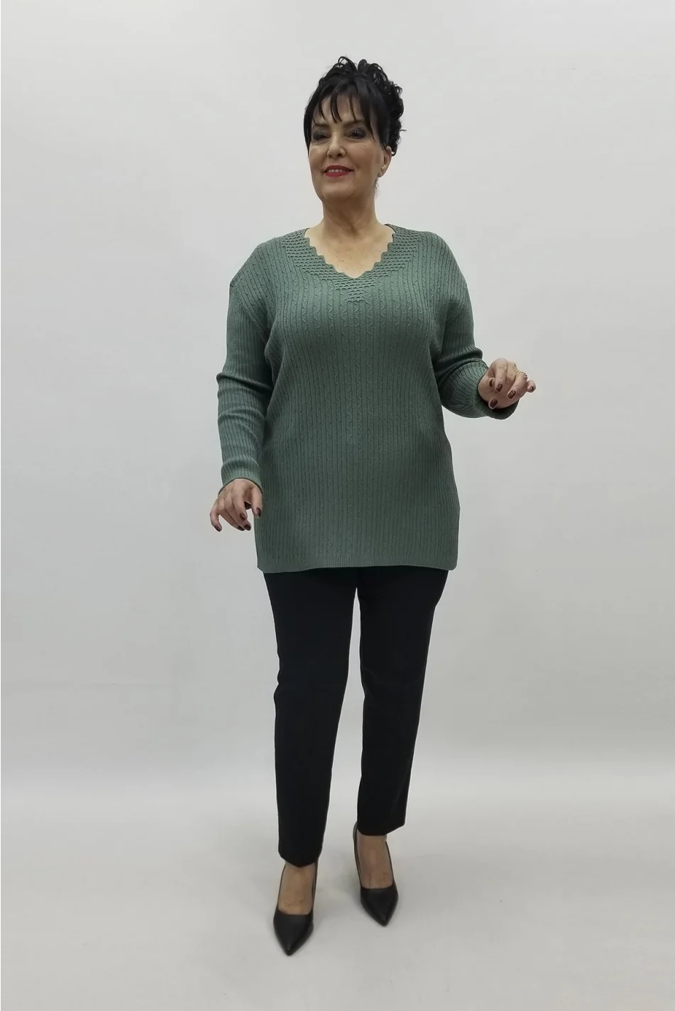 Miraggio Büyük Beden Triko 98326 YEŞİL