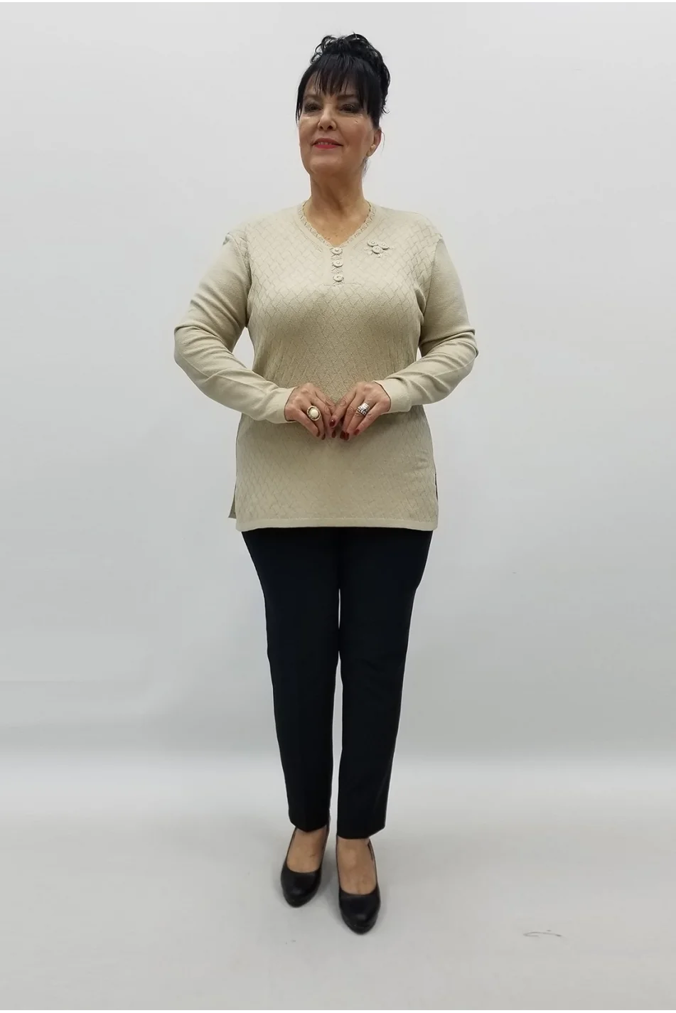 Miraggio Büyük Beden Triko 98345 KREM