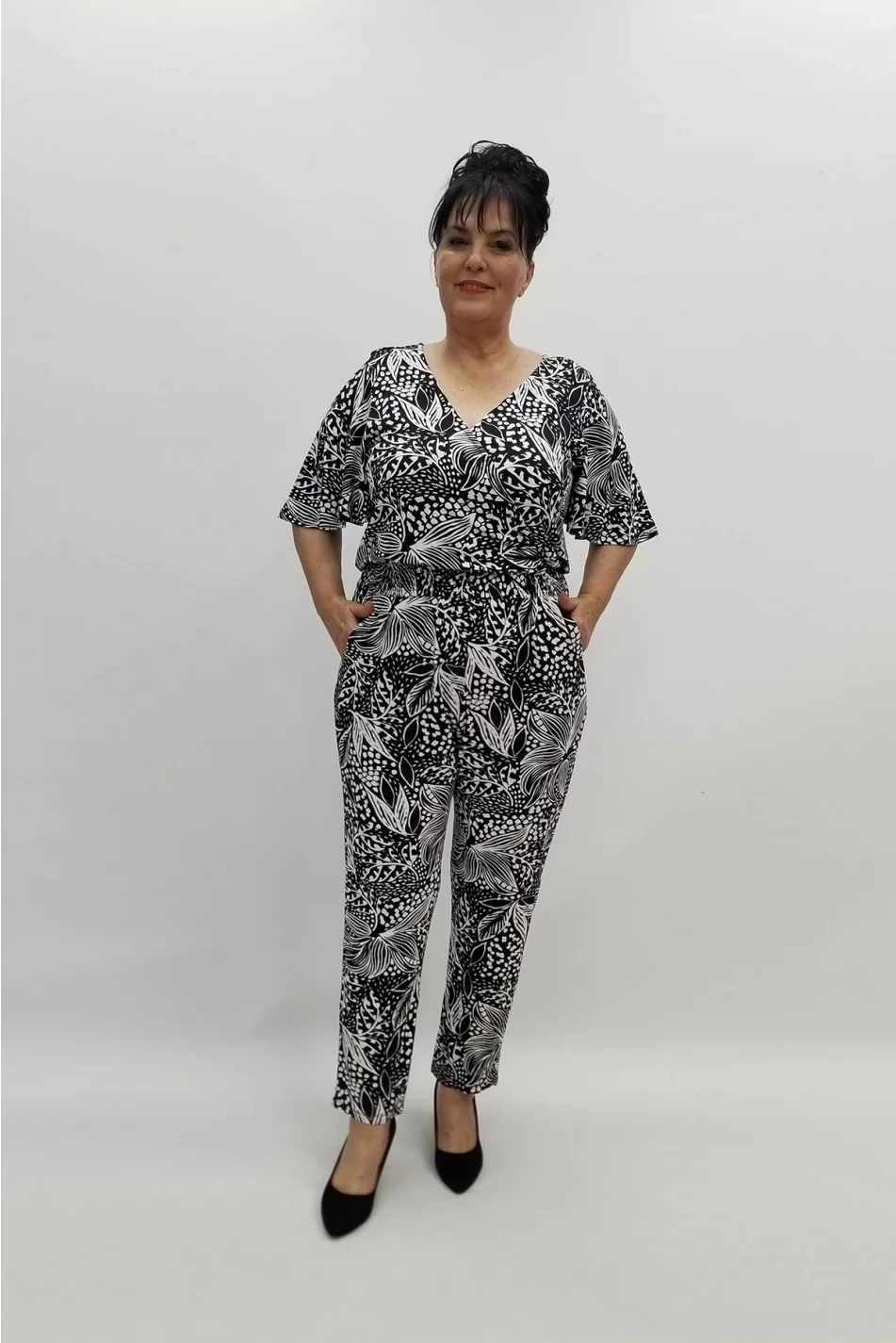 Miraggio Büyük Beden Tulum 97725 SİYAH/BEYAZ