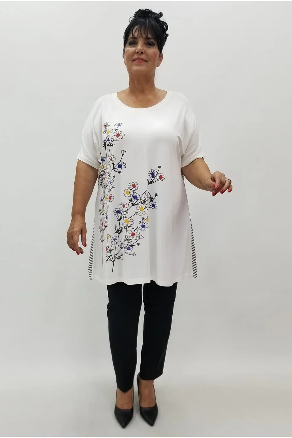 Miraggio Büyük Beden Tunik 99877 BEYAZ/GRİ