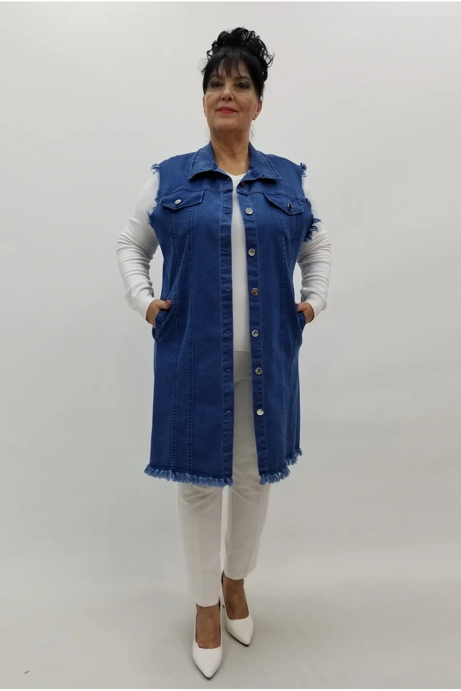 Miraggio Büyük Beden Yelek 4051 KOT MAVİ