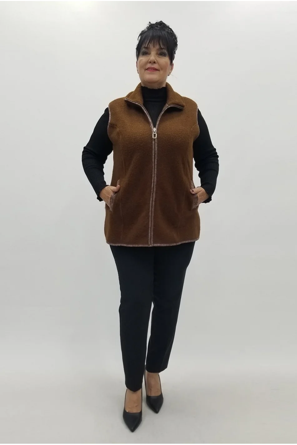 Miraggio Büyük Beden Yelek 4067 KAHVE