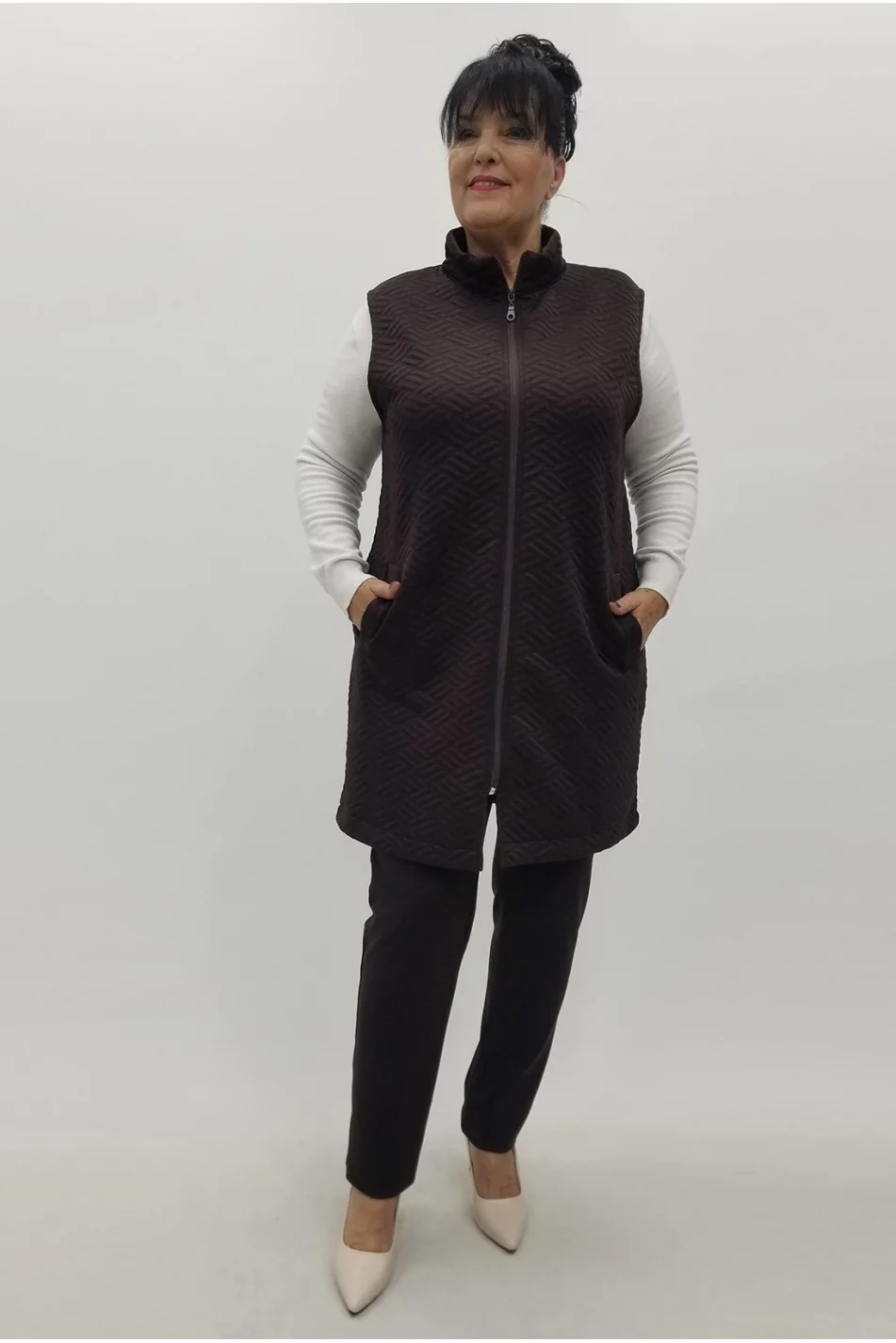 Miraggio Büyük Beden Yelek 4108 KAHVE