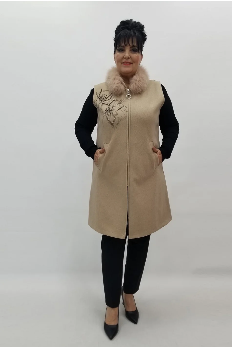 Miraggio Büyük Beden Yelek 4141 BEJ