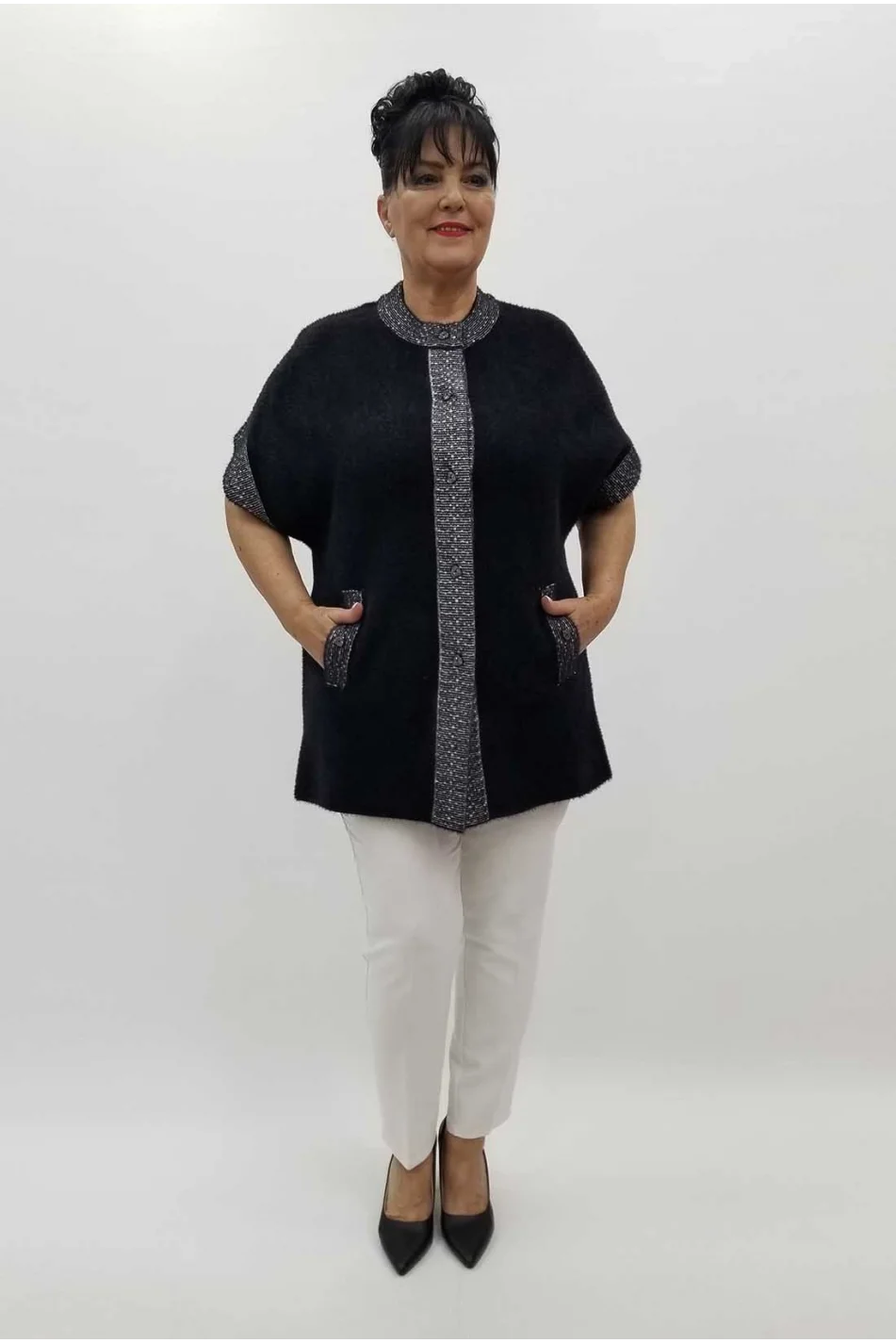 Miraggio Büyük Beden Yelek 4143 SİY-GÜMÜŞ