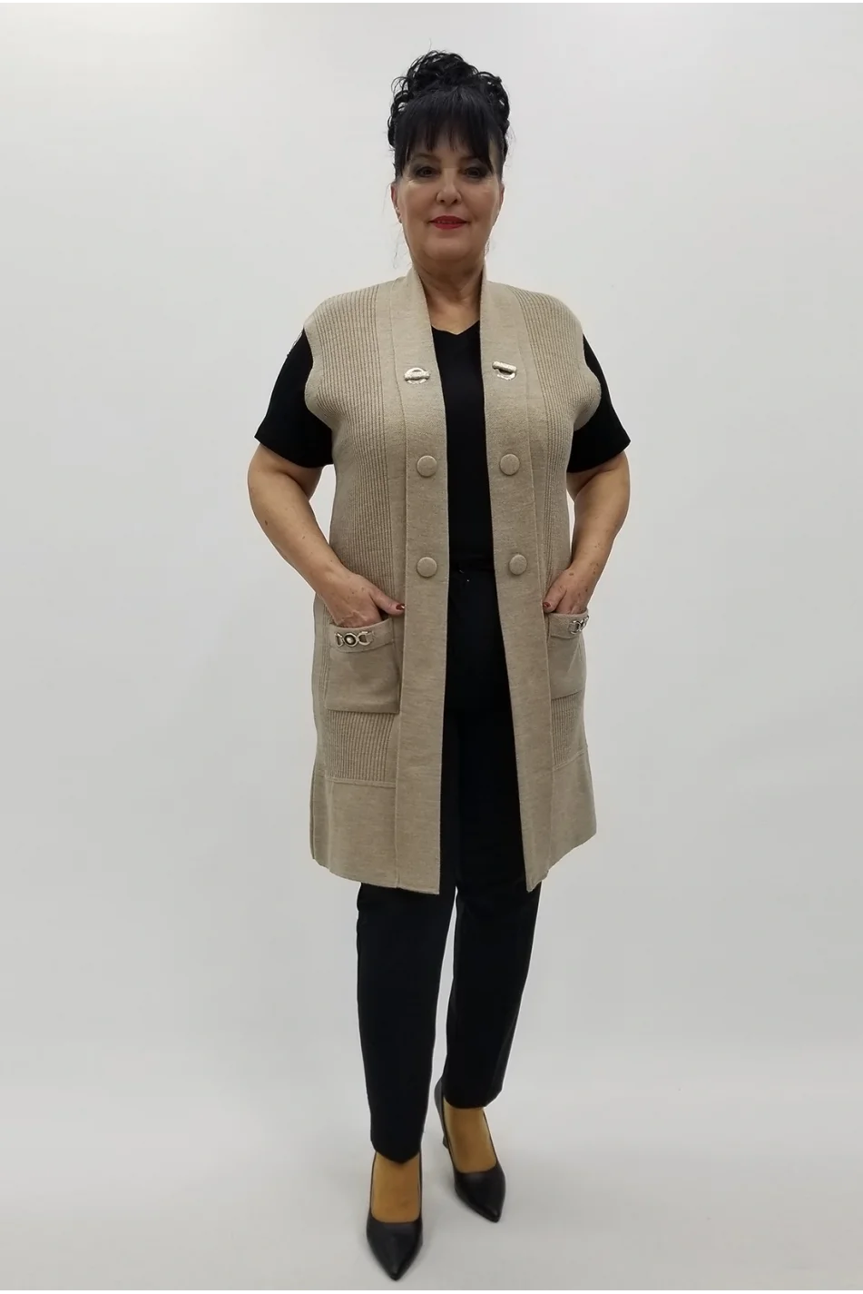 Miraggio Büyük Beden Yelek 4233 BEJ