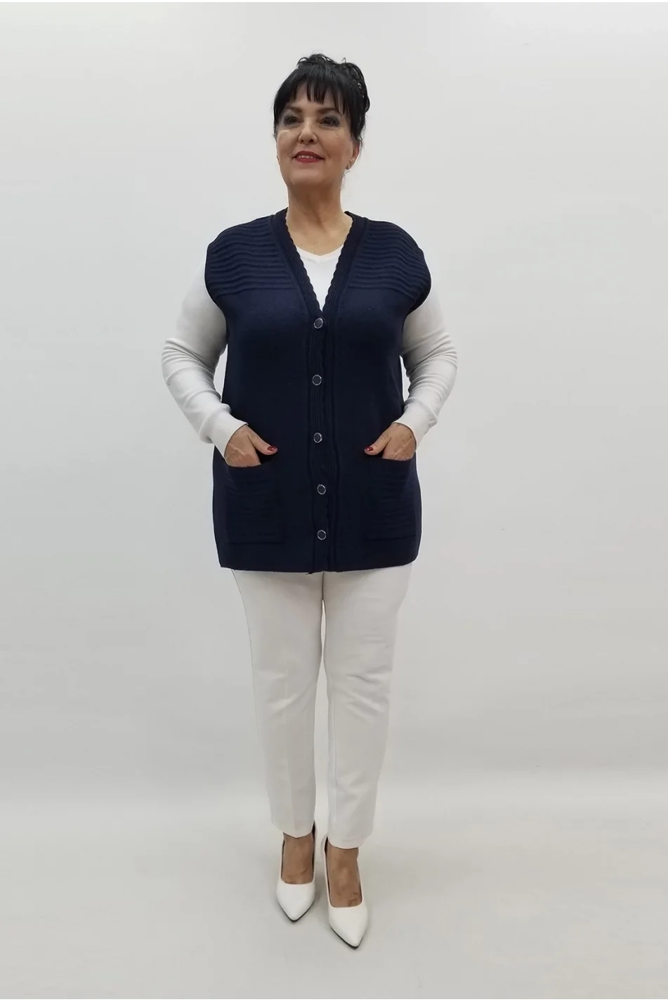 Miraggio Büyük Beden Yelek 99473 LACİVERT